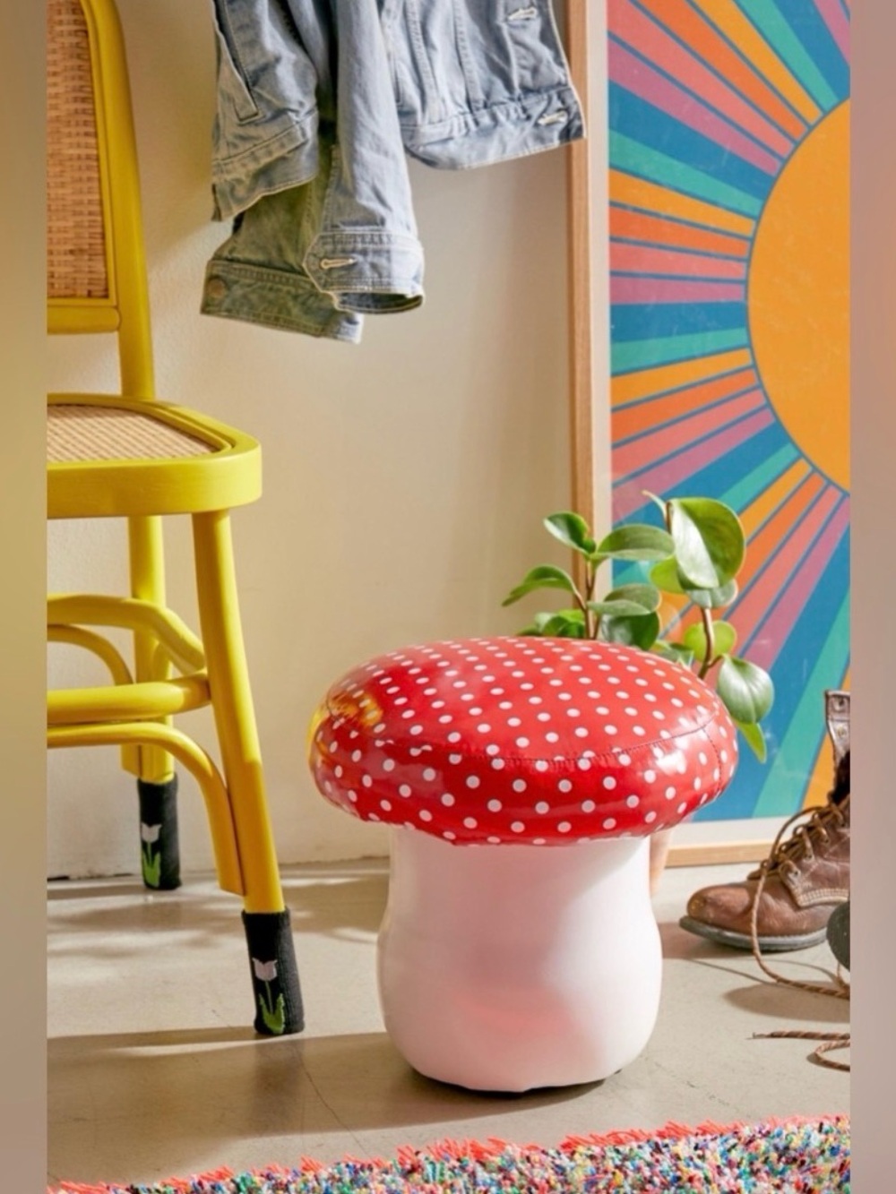 Urban Outfitters Red & White Mushroom stool